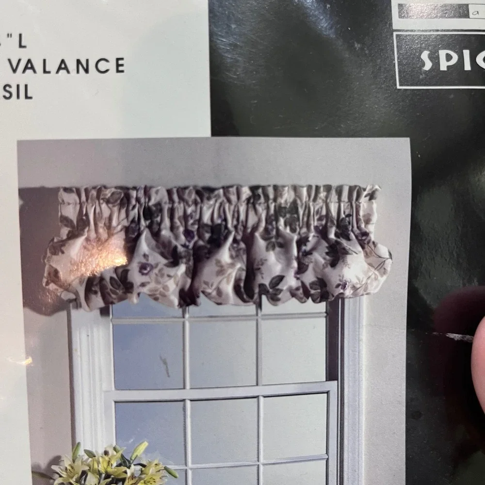 Designables Lana Balloon Valance Basil Green Floral 60x14 Vtg Cottagecore Decor